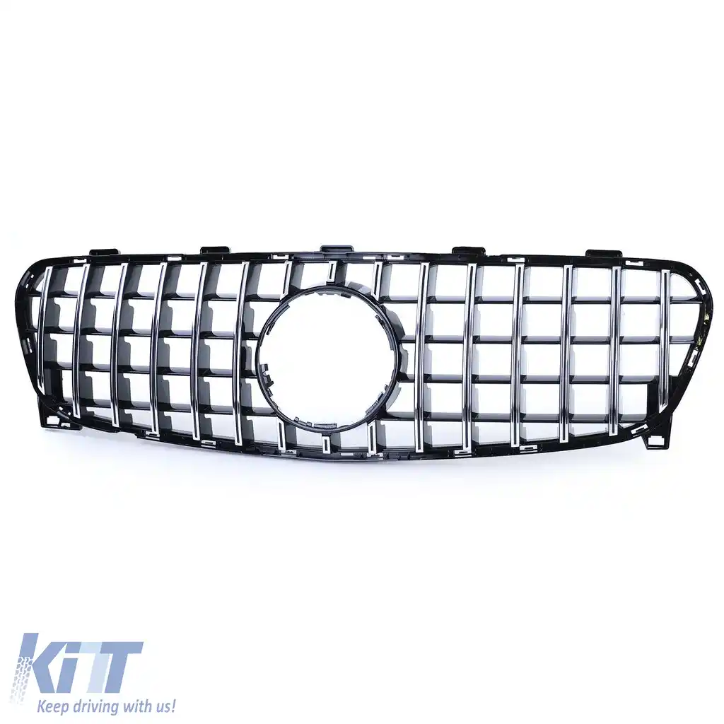 Grilă sport crom negru potrivită pentru Mercedes GLA X156 Facelift 2017-2020-image-6199299