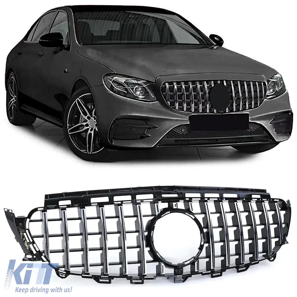 image-23-Grilă sport crom negru potrivită pentru Mercedes E W213 S213 C238 A238 16-20
