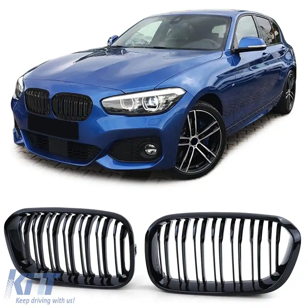 Grilă sport cu dublu fante, lucioasă, potrivită pentru BMW Seria 1 F20 F21 15-19