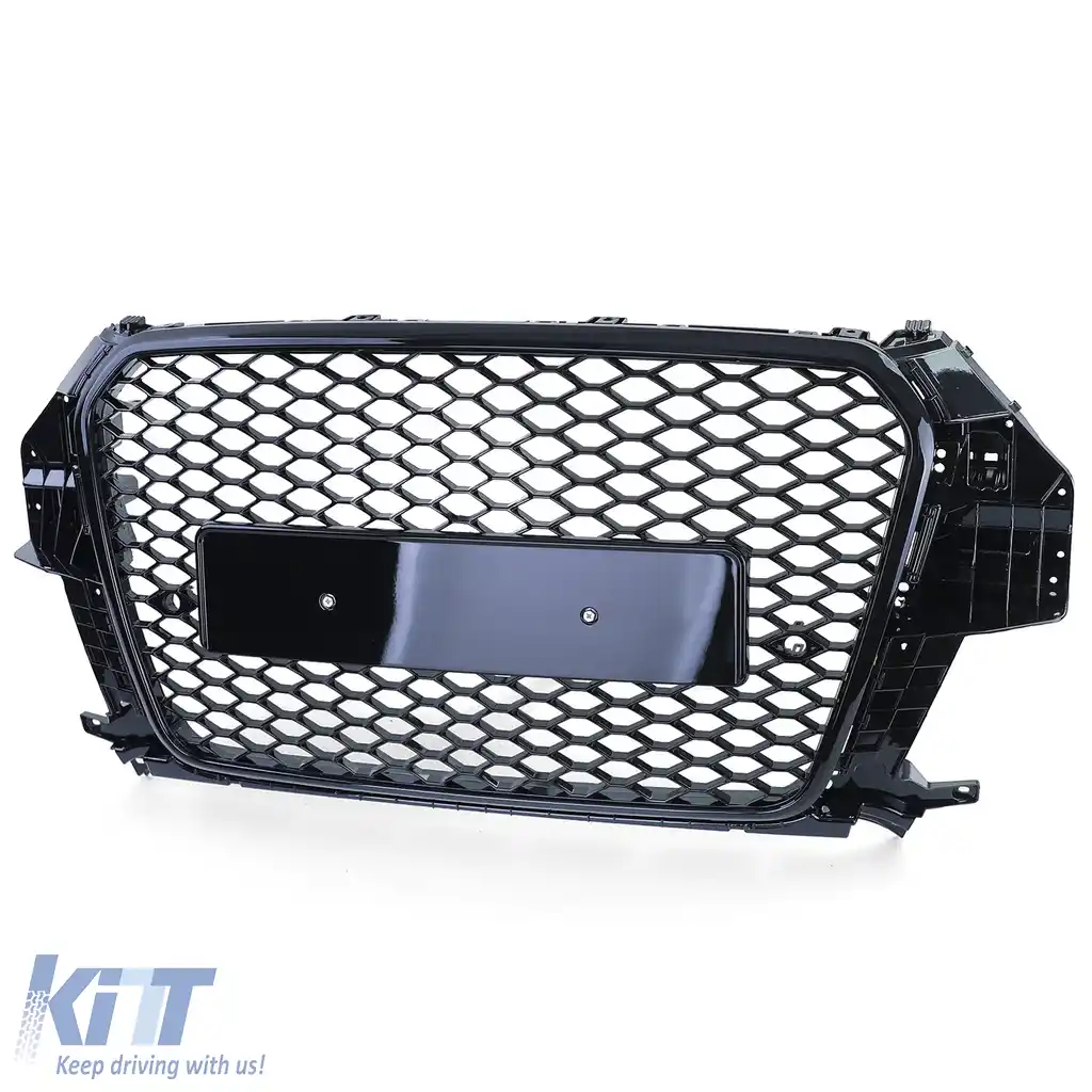 Grilă sport cu fagure, grilă radiator neagră lucioasă, potrivită pentru Audi Q3 8U pre-facelift 11-15-image-6206506