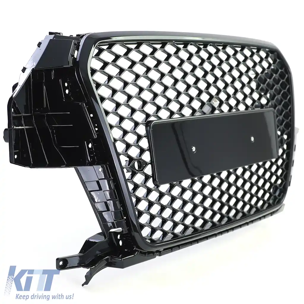 Grilă sport cu fagure, grilă radiator neagră lucioasă, potrivită pentru Audi Q3 8U pre-facelift 11-15-image-6206507