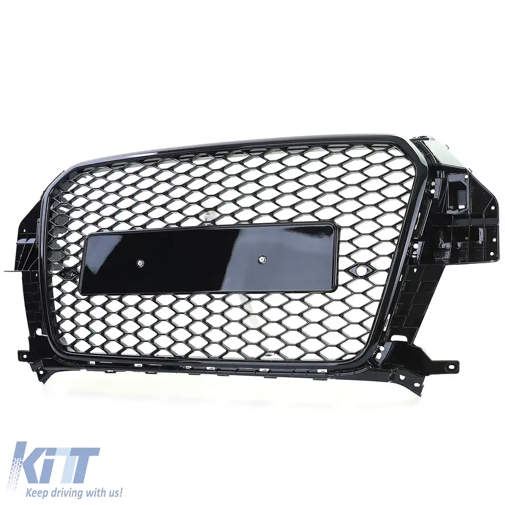 Grilă sport cu fagure, grilă radiator neagră lucioasă, potrivită pentru Audi Q3 8U pre-facelift 11-15-image-6206508