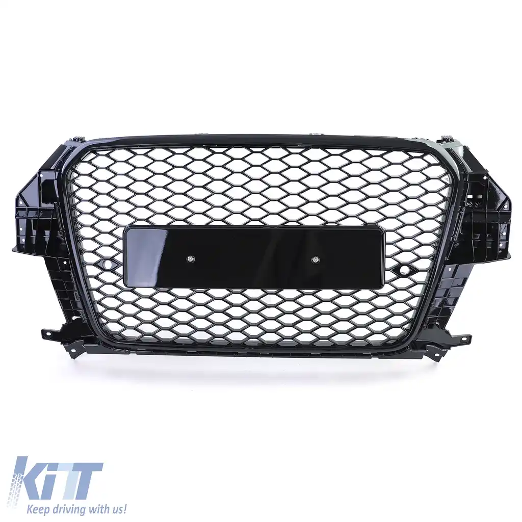 Grilă sport cu fagure, grilă radiator neagră lucioasă, potrivită pentru Audi Q3 8U pre-facelift 11-15-image-6206510