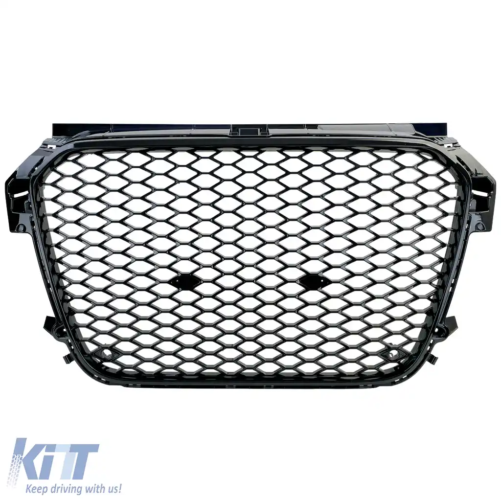 Grilă sport cu fagure, grilă radiator neagră lucioasă, potrivită pentru Audi A1 8X pre-facelift 10-14-image-6209103
