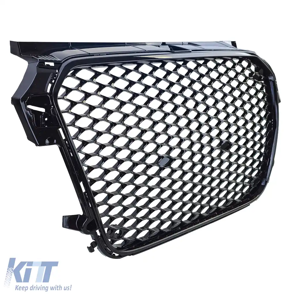 Grilă sport cu fagure, grilă radiator neagră lucioasă, potrivită pentru Audi A1 8X pre-facelift 10-14-image-6209104