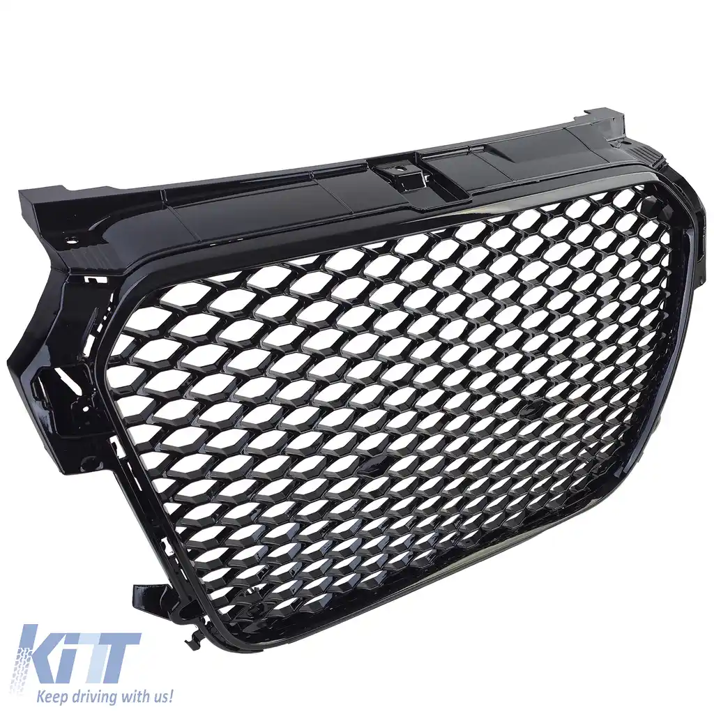 Grilă sport cu fagure, grilă radiator neagră lucioasă, potrivită pentru Audi A1 8X pre-facelift 10-14-image-6209105