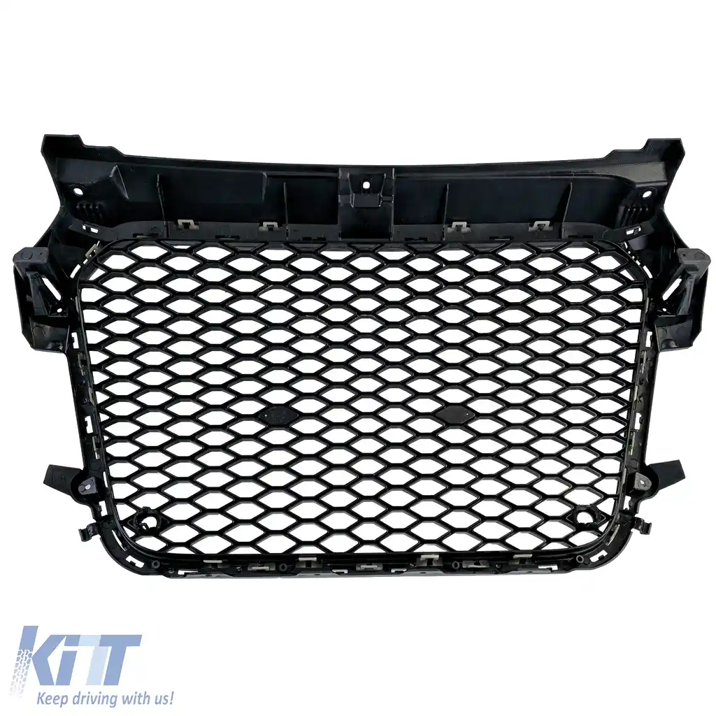 Grilă sport cu fagure, grilă radiator neagră lucioasă, potrivită pentru Audi A1 8X pre-facelift 10-14-image-6209106