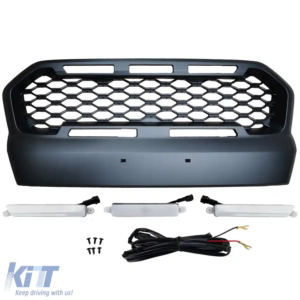 Grilă sport cu fagure neagră cu LED, potrivită pentru Ford Ranger T7 16-19 2.2 3.2-image-6204833