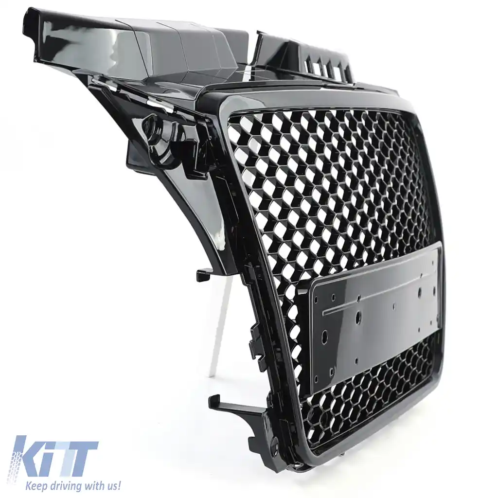 Grilă Sport cu Structură în Formă de fagure Neagră Lucioasă, fără Emblemă, potrivită pentru Audi A3 8P 08-13-image-6276874