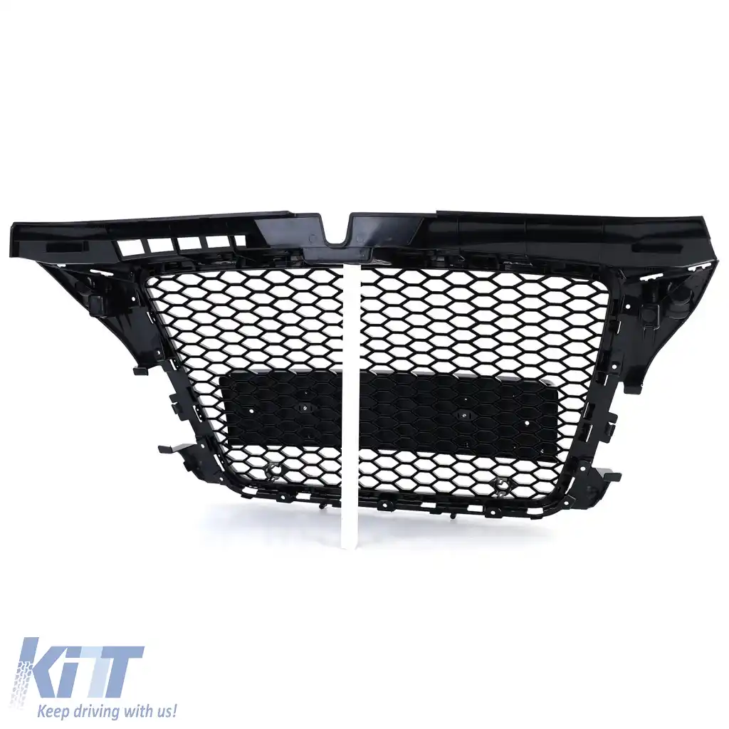 Grilă Sport cu Structură în Formă de fagure Neagră Lucioasă, fără Emblemă, potrivită pentru Audi A3 8P 08-13-image-6276877