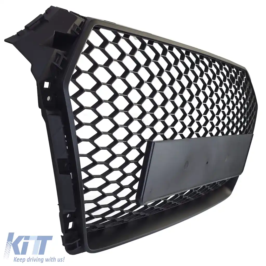 Grilă Sport cu Structură Tip Fagure fără Emblemă Negru Mat potrivită pentru Audi A4 B9 8W 15-19-image-6201734