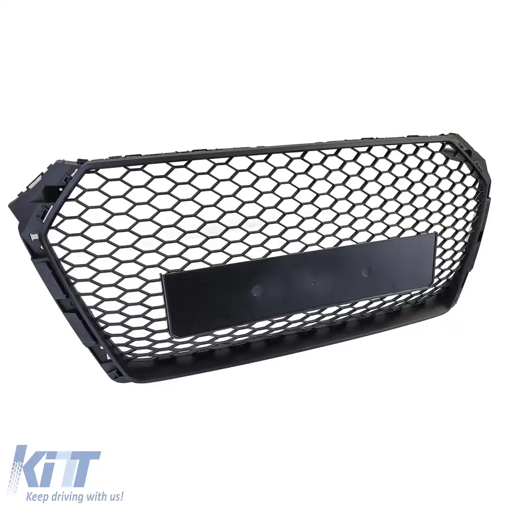 Grilă Sport cu Structură Tip Fagure fără Emblemă Negru Mat potrivită pentru Audi A4 B9 8W 15-19-image-6201735