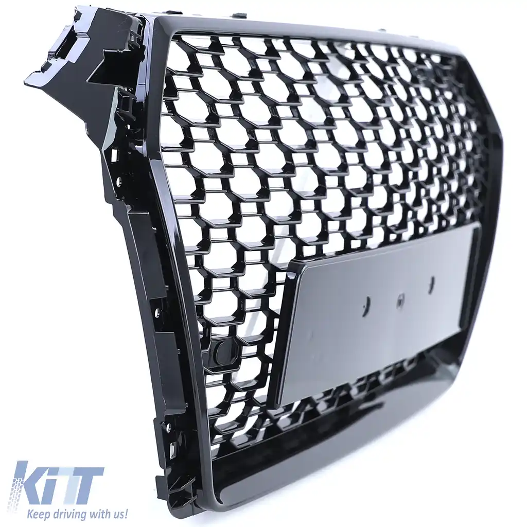 Grilă Sport cu Structură Tip Fagure fără Emblemă Negru Lucios potrivită pentru Audi A4 B9 8W 15-19-image-6201901