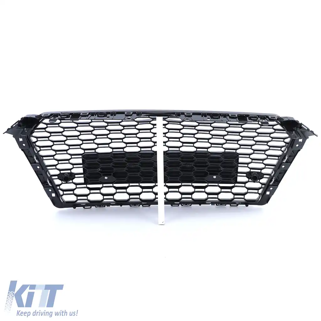 Grilă Sport cu Structură Tip Fagure fără Emblemă Negru Lucios potrivită pentru Audi A4 B9 8W 15-19-image-6201904