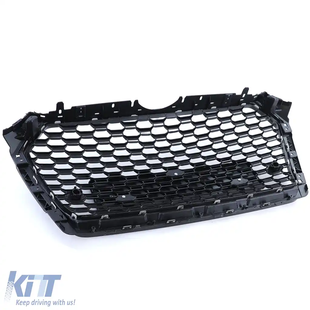 Grilă Sport cu Structură Tip Fagure fără Emblemă Negru Lucios potrivită pentru Audi A4 B9 8W 15-19-image-6201905