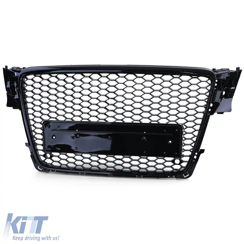 Grilă Sport cu Structură Tip Fagure fără Emblemă Negru Lucios, potrivită pentru Audi A4 B8 8K 07-11-image-6202375