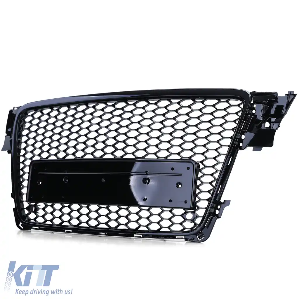 Grilă Sport cu Structură Tip Fagure fără Emblemă Negru Lucios, potrivită pentru Audi A4 B8 8K 07-11-image-6202376