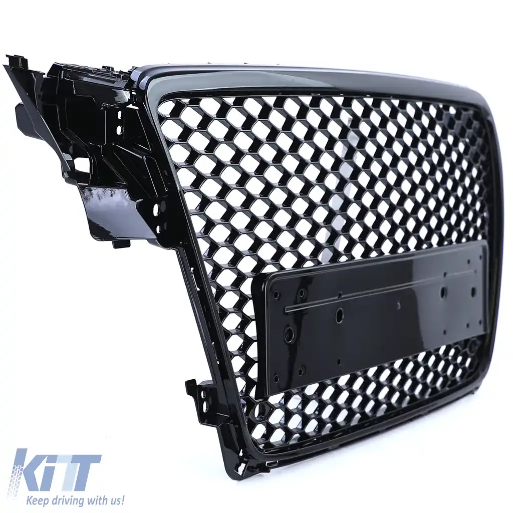 Grilă Sport cu Structură Tip Fagure fără Emblemă Negru Lucios, potrivită pentru Audi A4 B8 8K 07-11-image-6202377