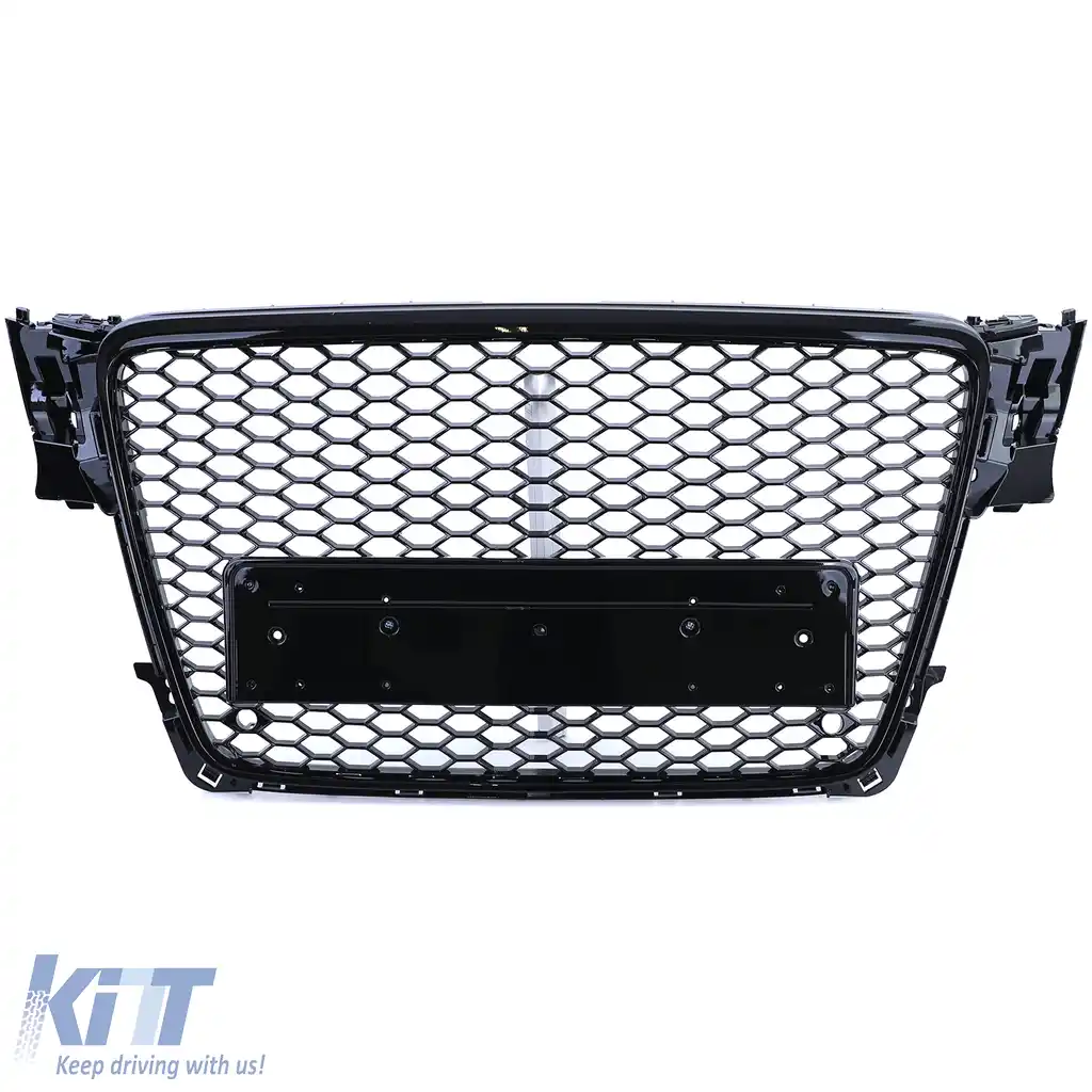 Grilă Sport cu Structură Tip Fagure fără Emblemă Negru Lucios, potrivită pentru Audi A4 B8 8K 07-11-image-6202378