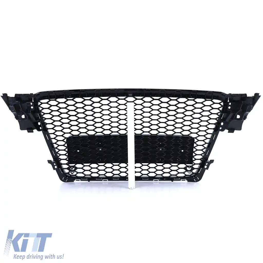 Grilă Sport cu Structură Tip Fagure fără Emblemă Negru Lucios, potrivită pentru Audi A4 B8 8K 07-11-image-6202379