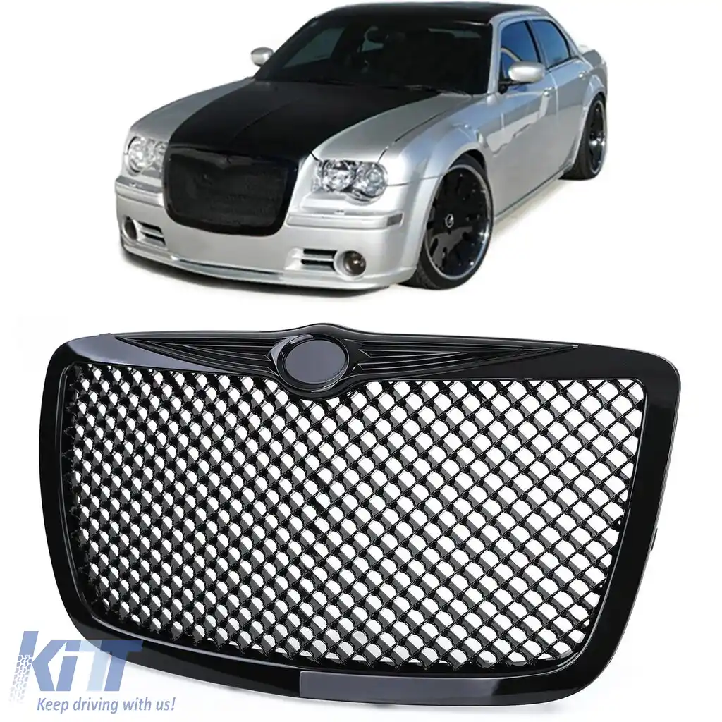 Grilă sport design fagure lucios negru, potrivită pentru Chrysler 300C Sedan Touring 04-11