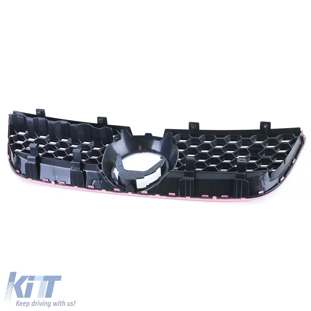 Grilă sport din fagure cu accente roșii, potrivită pentru VW Polo 9N3 05-09, inclusiv GTI-image-6191061