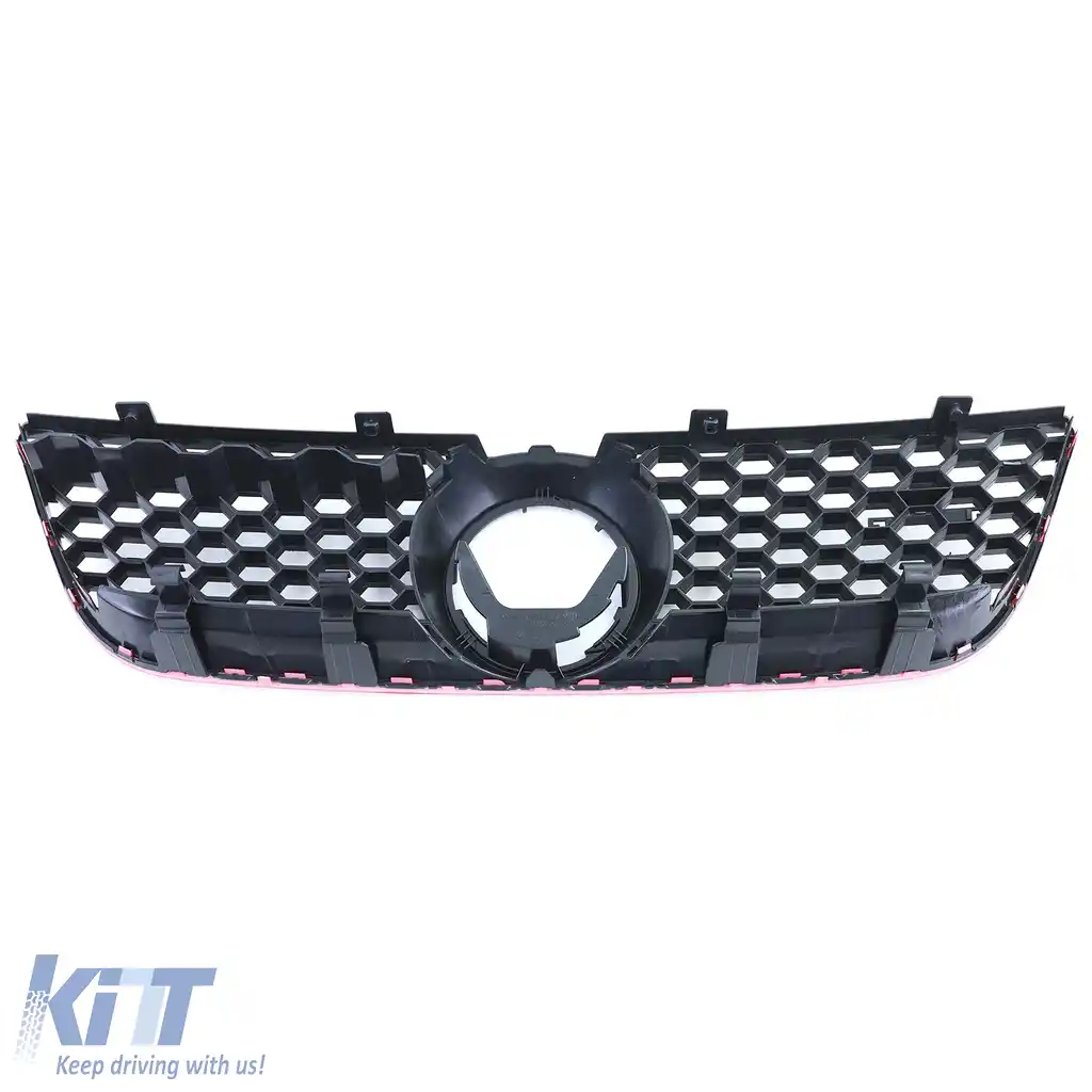 Grilă sport din fagure cu accente roșii, potrivită pentru VW Polo 9N3 05-09, inclusiv GTI-image-6191062