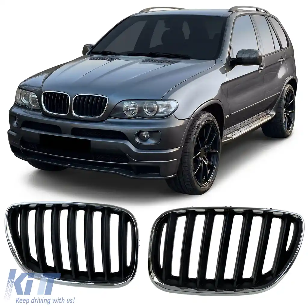 Grilă sport față neagră cromată, potrivită pentru BMW X5 E53 1999-2003