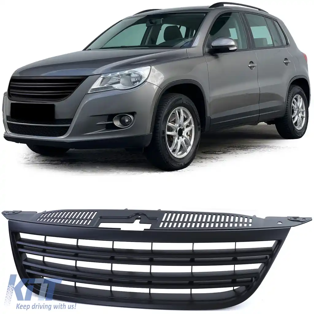Grilă sport fără emblemă cu fante duble negre, potrivită pentru VW Tiguan 5N 07-11