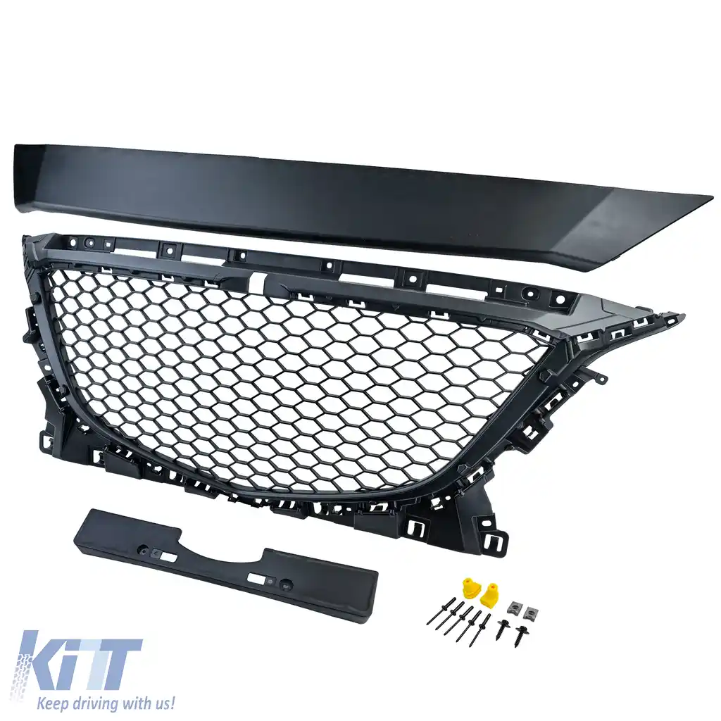 Grilă sport fără emblemă în design fagure negru, potrivită pentru Mazda 3 BM 2013-2017-image-6196001