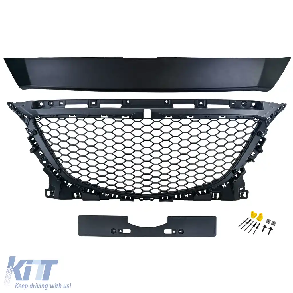 Grilă sport fără emblemă în design fagure negru, potrivită pentru Mazda 3 BM 2013-2017-image-6196002