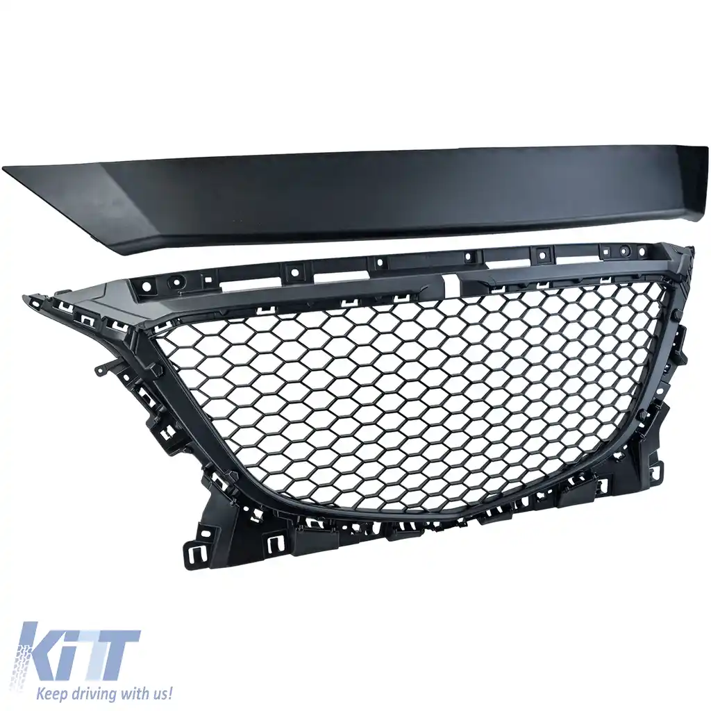 Grilă sport fără emblemă în design fagure negru, potrivită pentru Mazda 3 BM 2013-2017-image-6196003