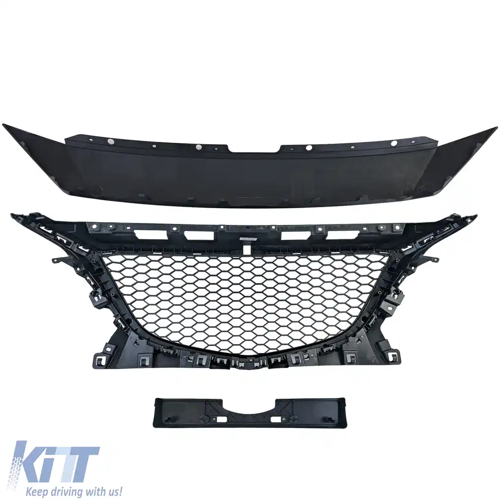 Grilă sport fără emblemă în design fagure negru, potrivită pentru Mazda 3 BM 2013-2017-image-6196007
