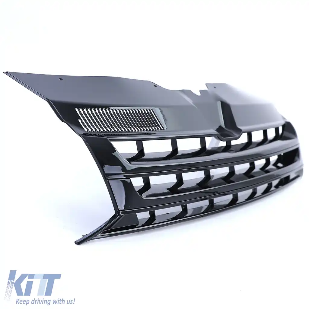 Grilă sport fără emblemă neagră lucioasă potrivită pentru VW Bus T5 Facelift 09-15-image-6202896