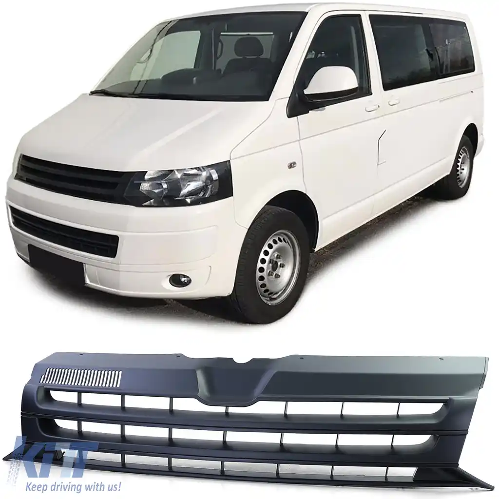 Grilă sport fără emblemă neagră mată, potrivită pentru VW Bus T5.2 Facelift 09-15