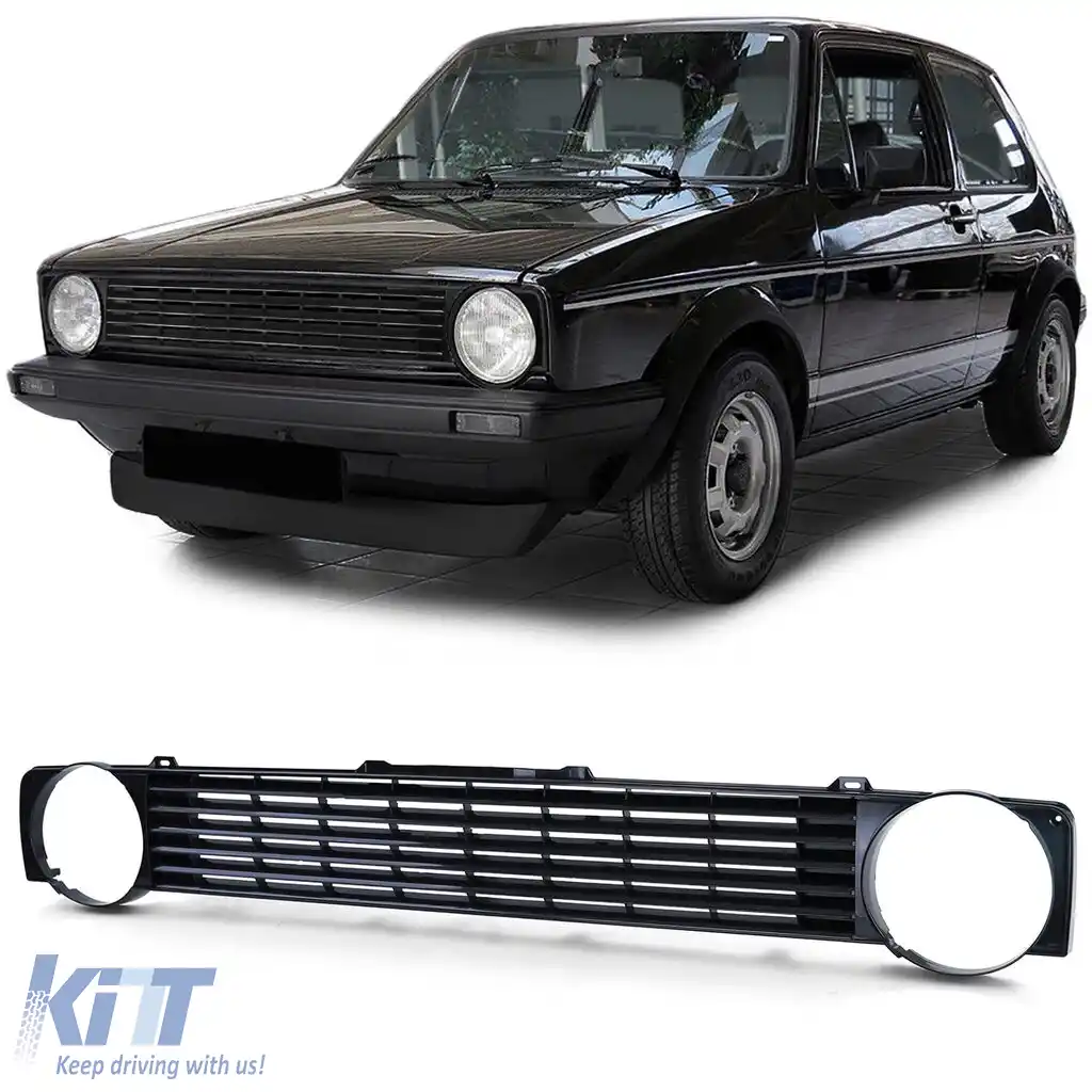 Grilă sport fără emblemă neagră, potrivită pentru VW Golf 1 + Cabrio + Caddy