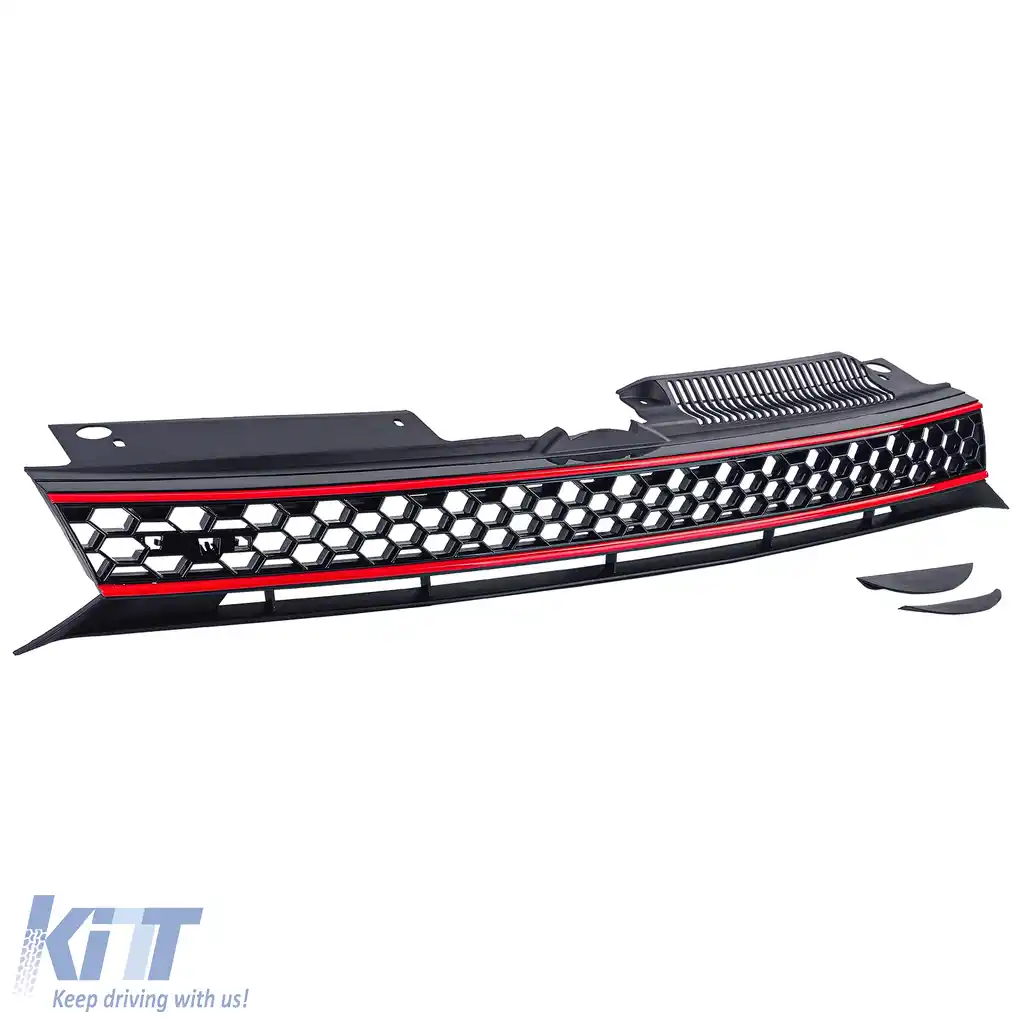 Grilă sport fără emblemă neagră roșie potrivită pentru VW Golf 6, inclusiv GTI 08-13-image-6196967