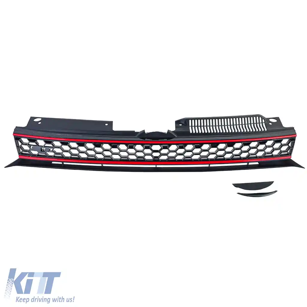 Grilă sport fără emblemă neagră roșie potrivită pentru VW Golf 6, inclusiv GTI 08-13-image-6196968