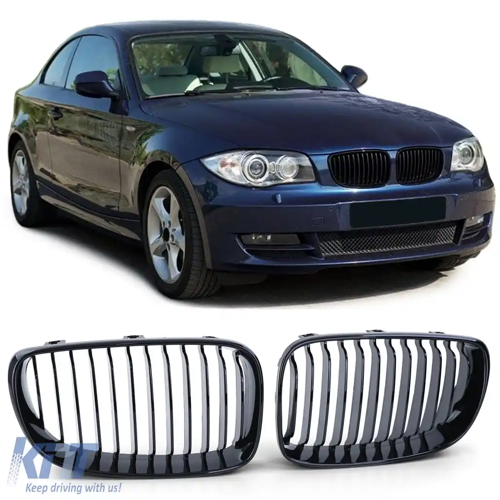 Grilă sport frontală lucioasă neagră, potrivită pentru BMW Seria 1 E81 E82 E87 E88 din 2007