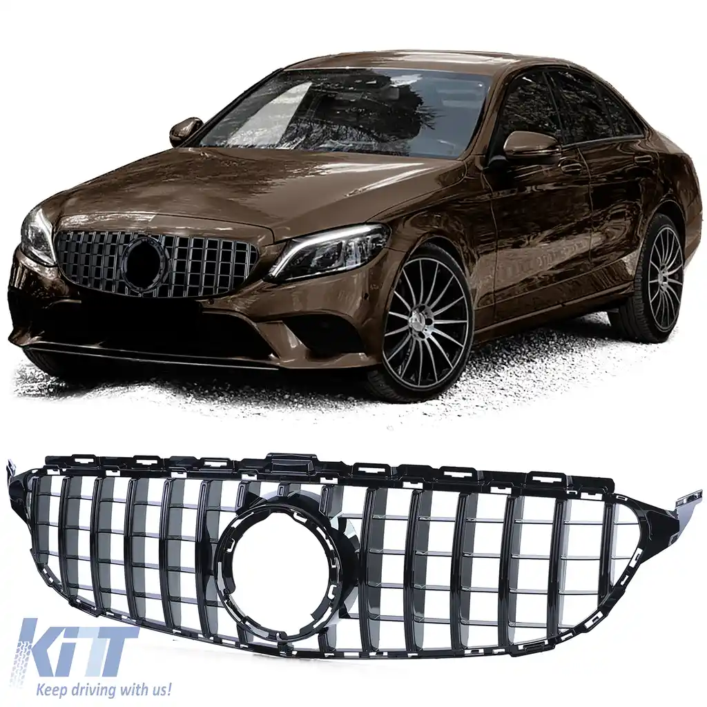 Grilă sport lucioasă neagră, potrivită pentru Mercedes C-Class W205 S205 18-21