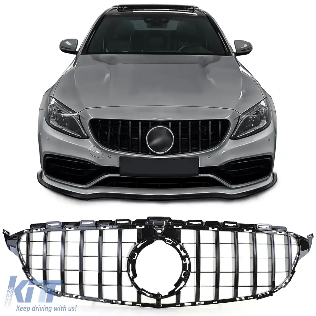 Grilă sport lucioasă neagră, potrivită pentru Mercedes C-Class W205 S205 2018-2021