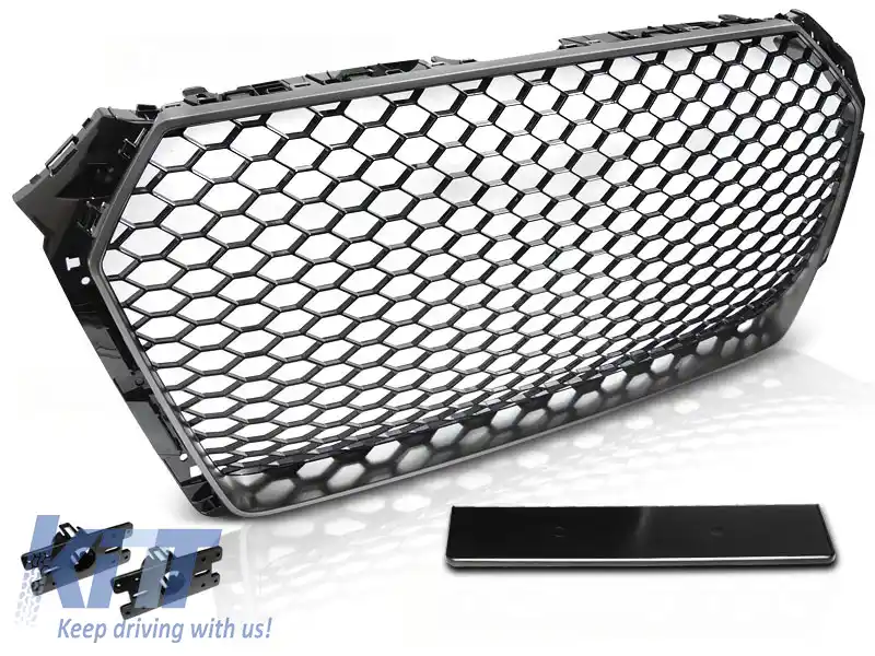 image-13-GRILĂ SPORT MATT GRAY SILVER potrivită pentru AUDI A4 B9 15-19