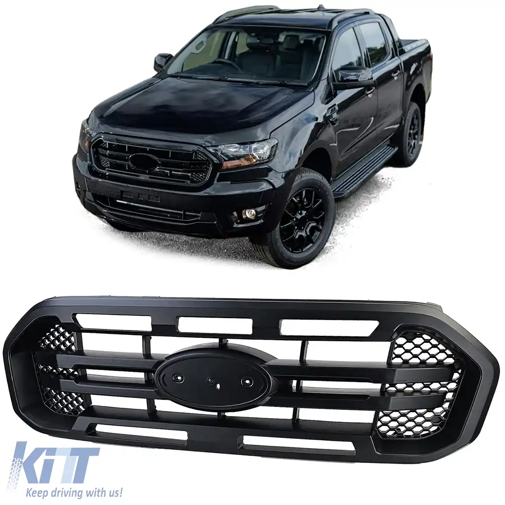 image-56-Grilă sport neagră cu bară dublă, potrivită pentru Ford Ranger T8 19-23 2.0 TDCi