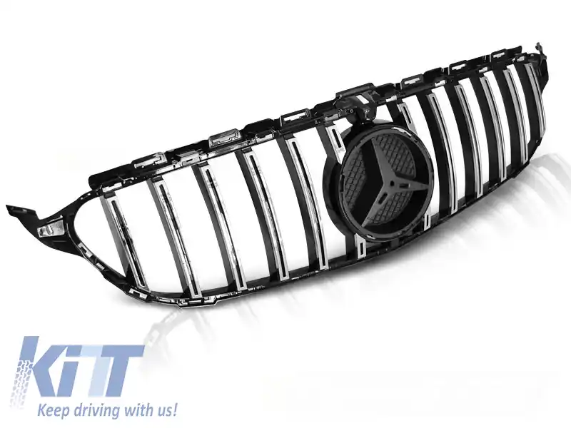 image-11-GRILĂ SPORT NEAGRĂ GLEDAȚĂ ÎN CROM se potrivește pentru MERCEDES W205 14-18
