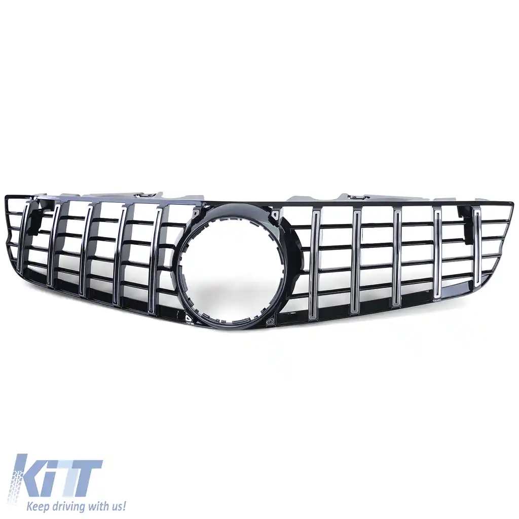 Grilă sport neagră lucioasă cromată, potrivită pentru Mercedes SL R230 facelift 08-12-image-6203078