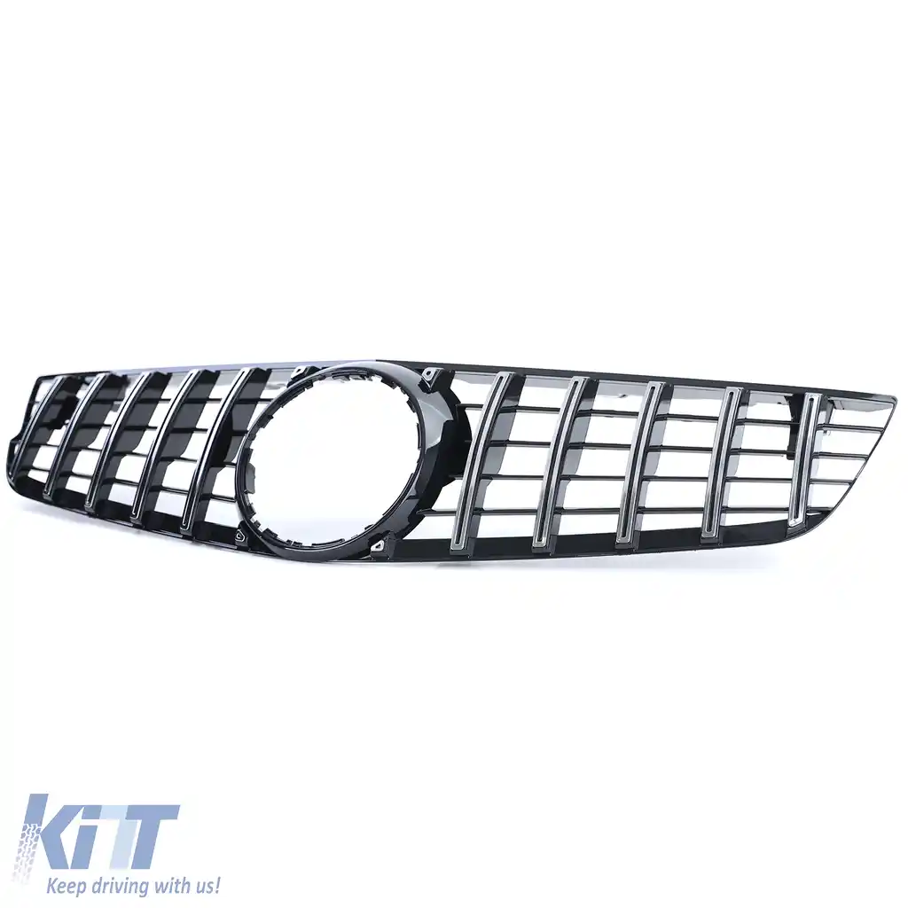 Grilă sport neagră lucioasă cromată, potrivită pentru Mercedes SL R230 facelift 08-12-image-6203079