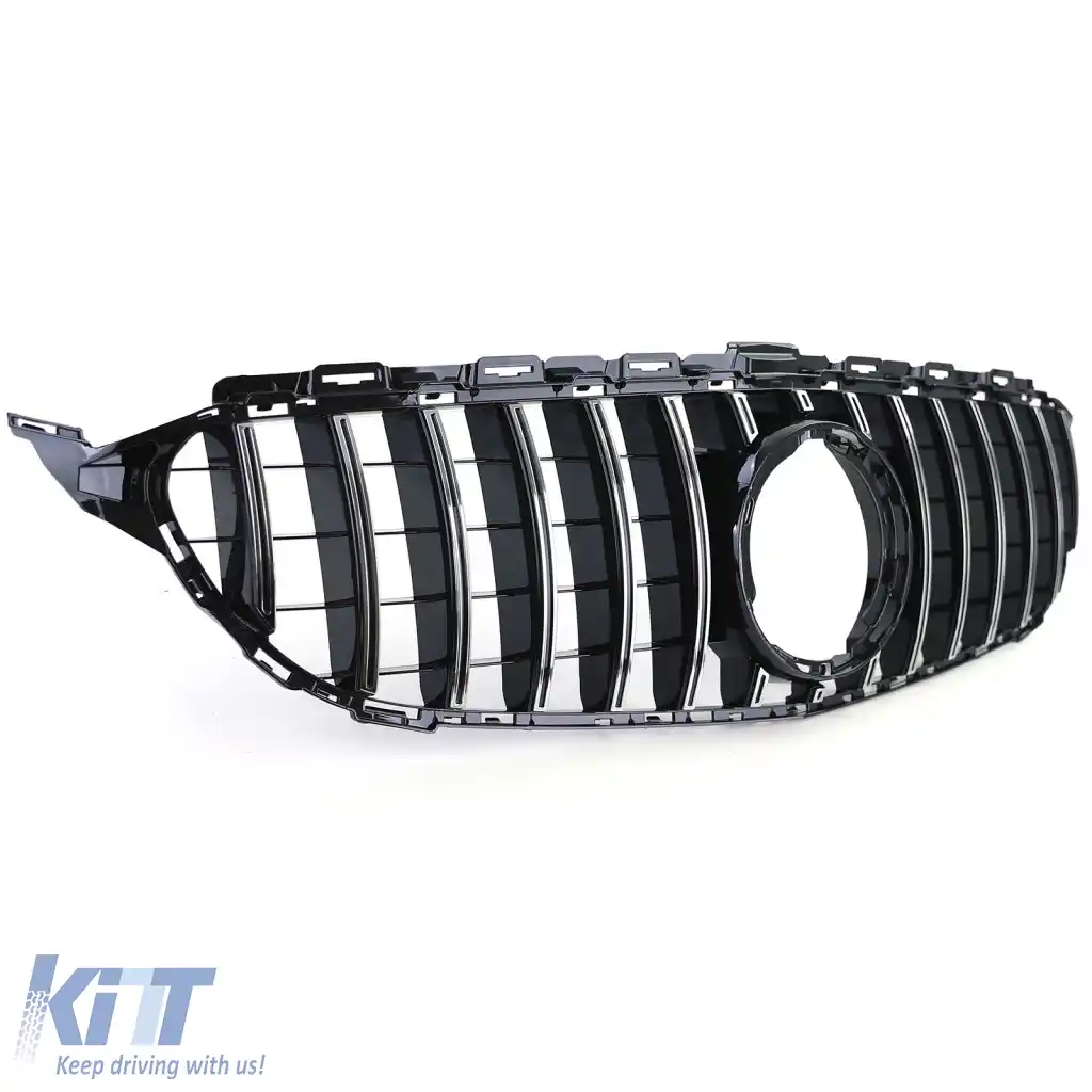 Grilă sport neagră lucioasă cromată, potrivită pentru Mercedes C-Class W205 S205 18-21-image-6326528