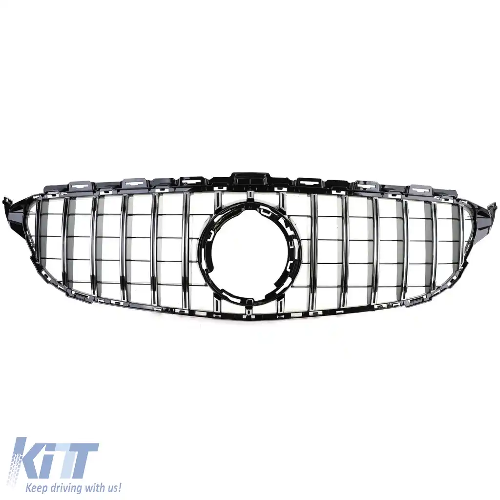 Grilă sport neagră lucioasă cromată, potrivită pentru Mercedes C-Class W205 S205 18-21-image-6326529