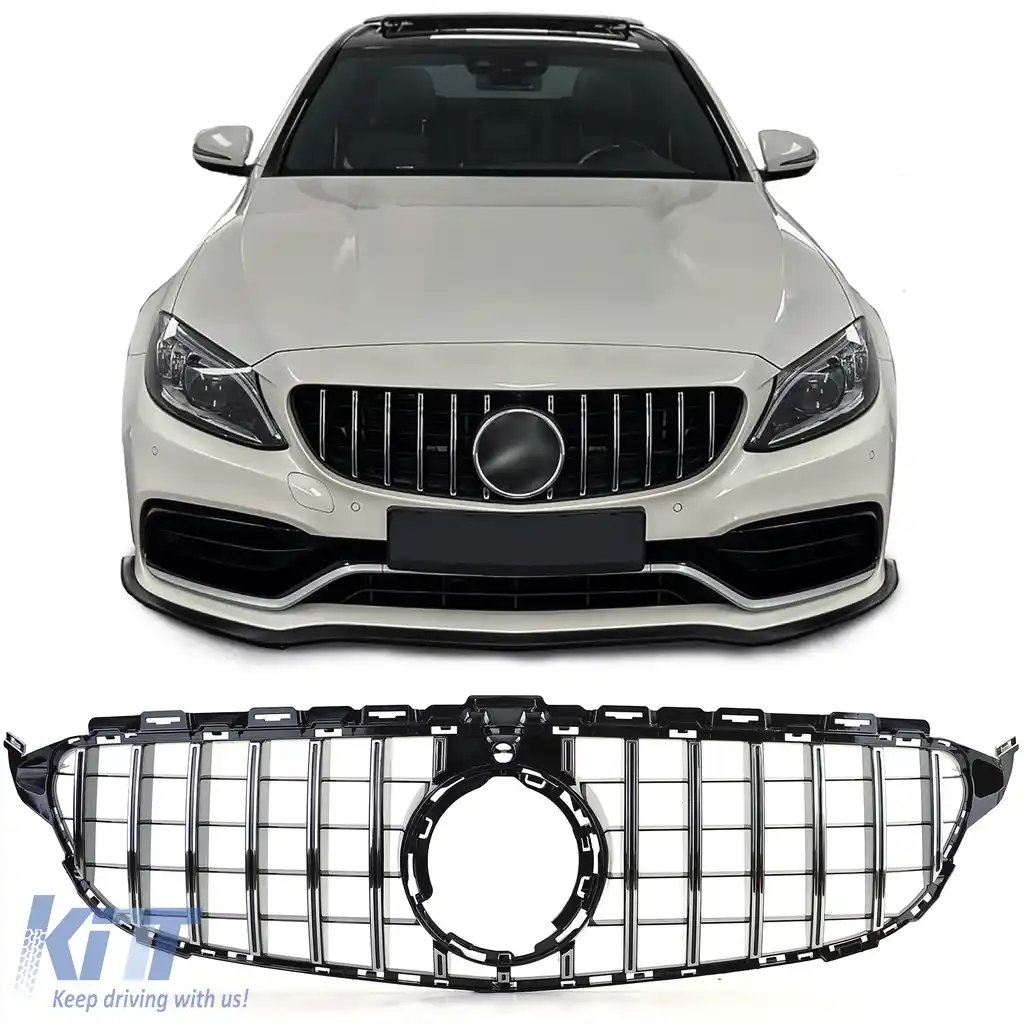 Grilă sport neagră lucioasă cu crom pentru Mercedes C-Class W205 S205 18-21