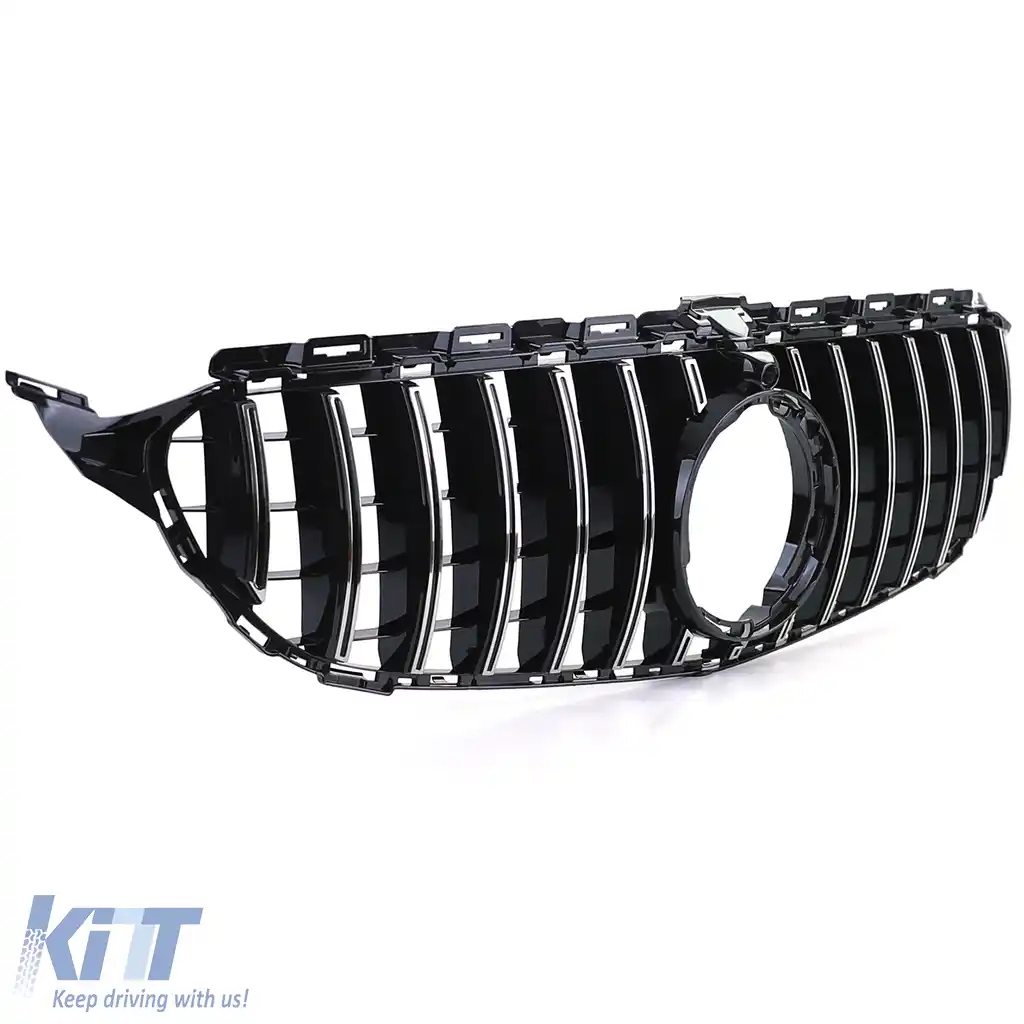 Grilă sport neagră lucioasă cu crom pentru Mercedes C-Class W205 S205 18-21-image-6198340